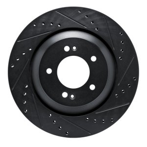 Hyundai Kona N Brake Rotor (1) - Rear Right - R1 Concepts - Drilled & Slotted - Black - `19-`25